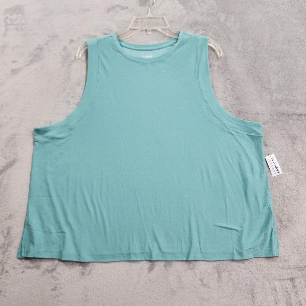 Old Navy Tank Top Womens XXL Blue Cloudmotion Go-Dry Muscle Tee Workout Gym